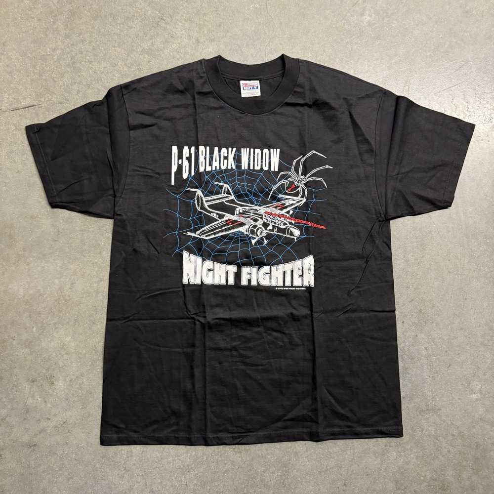 Vintage 1992 P-61 Black Widow T-Shirt Hanes Beefy-T XL Night Fighter